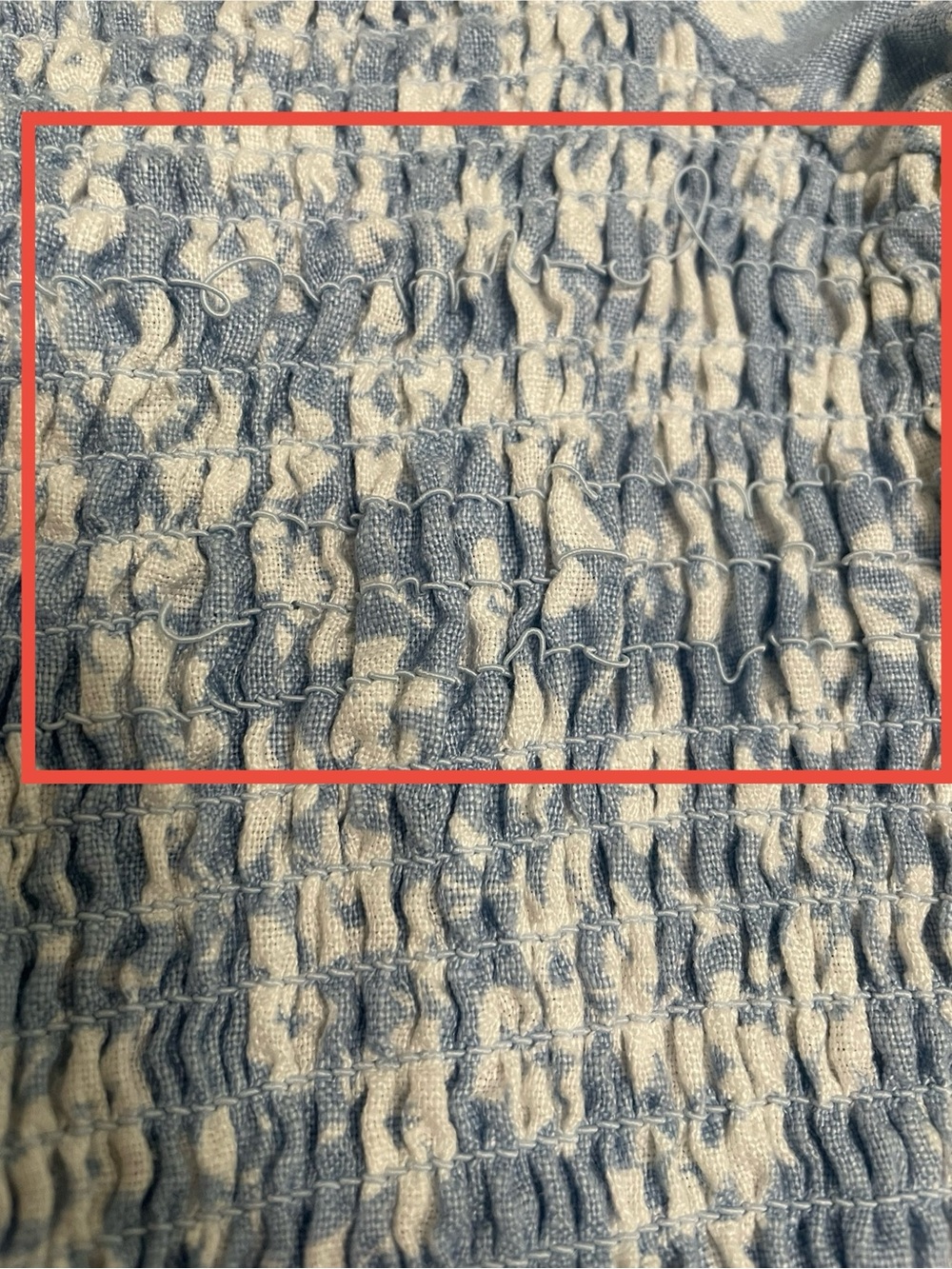 Reformation Blue Floral Linen Smocked Crop Top XS Cottagecore Coastal Chic - Picture 6 of 8